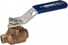 NIBCO - 3/8" Pipe, Full Port, Bronze Standard Ball Valve - 2 Piece, Inline - One Way Flow, Soldered x Soldered Ends, Lever Handle, 600 WOG, 150 WSP - Americas Industrial Supply