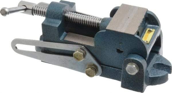 Interstate - 2" Jaw Opening Capacity x 1" Throat Depth, Angle Drill Press Vise - 2-1/2" Wide x 1.35" High Jaw, Stationary Base, Standard Speed, 7.59" OAL x 2.87" Overall Height, Cast Iron - Americas Industrial Supply