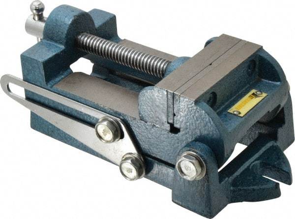 Interstate - 3-5/16" Jaw Opening Capacity x 1-1/4" Throat Depth, Angle Drill Press Vise - 3-1/2" Wide x 1.35" High Jaw, Stationary Base, Standard Speed, 9.13" OAL x 3.23" Overall Height, Cast Iron - Americas Industrial Supply