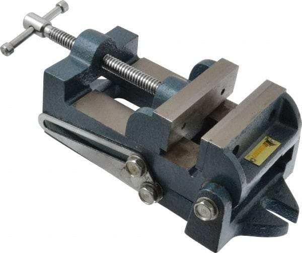 Interstate - 3-3/4" Jaw Opening Capacity x 1-3/4" Throat Depth, Angle Drill Press Vise - 4-1/2" Wide x 1.62" High Jaw, Stationary Base, Standard Speed, 10-15/16" OAL x 3.7" Overall Height, Cast Iron - Americas Industrial Supply