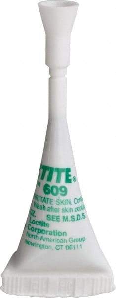 Loctite - 0.5 mL, Green, Medium Strength Gel Retaining Compound - Series 609, 24 hr Full Cure Time - Americas Industrial Supply