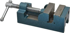 Interstate - 2-11/32" Jaw Opening Capacity x 1-7/64" Throat Depth, Horizontal Drill Press Vise - 2-1/2" Wide x 1.1" High Jaw, Stationary Base, Standard Speed, 7-27/64" OAL x 2-1/4" Overall Height, Cast Iron - Americas Industrial Supply