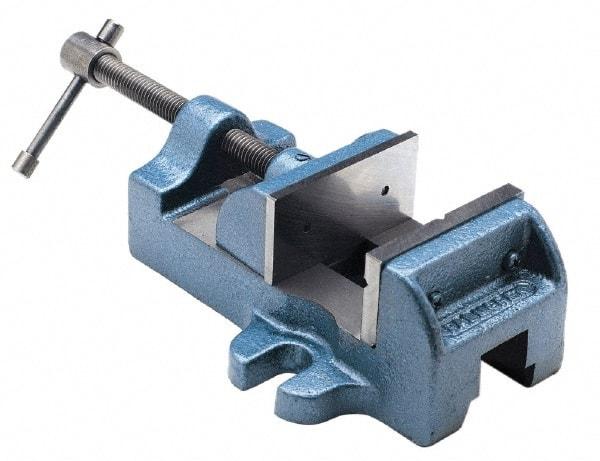 Palmgren - 1-1/2" Jaw Opening Capacity x 1" Throat Depth, Horizontal Drill Press Vise - 1-3/4" Wide Jaw, Stationary Base, Standard Speed, 4-1/2" OAL x 1-15/16" Overall Height, Cast Iron - Americas Industrial Supply