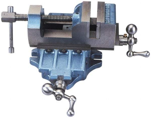 Palmgren - 3" Jaw Opening Capacity x 1-3/4" Throat Depth, Horizontal Drill Press Vise - 3" Wide Jaw, Cross Slide Base, Standard Speed, 12" OAL x 5-1/2" Overall Height, Cast Iron - Americas Industrial Supply