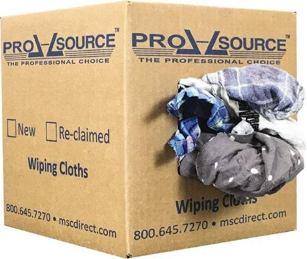 PRO-SOURCE - Reclaimed Cotton Polishing and Dust Cloths - Assorted Colors, Flannel, Low Lint, 5 Lbs. at 3 to 4 per Pound, Box - Americas Industrial Supply