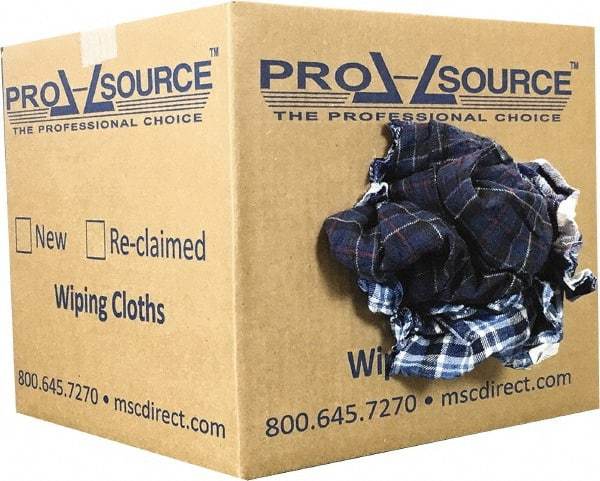 PRO-SOURCE - Reclaimed Cotton Polishing and Dust Cloths - Assorted Colors, Flannel, Low Lint, 10 Lbs. at 3 to 4 per Pound, Box - Americas Industrial Supply