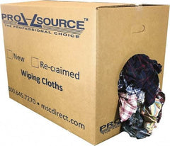 PRO-SOURCE - Reclaimed Cotton Polishing and Dust Cloths - Assorted Colors, Flannel, Low Lint, 50 Lbs. at 3 to 4 per Pound, Box - Americas Industrial Supply