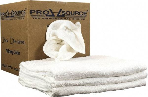 PRO-SOURCE - 40 Inch Long Virgin Terry Cotton Towels - White, Terry Cloth, Medium Lint, Box - Americas Industrial Supply