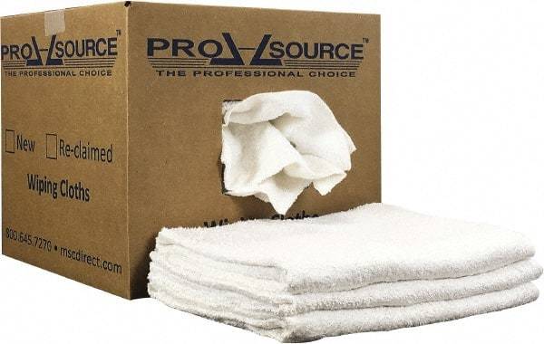 PRO-SOURCE - 40 Inch Long Virgin Terry Cotton Towels - White, Terry Cloth, Low Lint, Box - Americas Industrial Supply