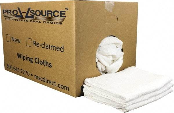 PRO-SOURCE - 40 Inch Long Virgin Terry Cotton Towels - White, Terry Cloth, Low Lint, Box - Americas Industrial Supply