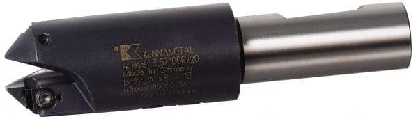 Kennametal - 4 to 6mm Diam, Whistle Notch Shank, 20mm Body Shank Diam, 45° Combo Chamfer and Countersink Drill - 6mm Drill Shank Diam, 3.42805R001 Insert, 102mm OAL - Americas Industrial Supply