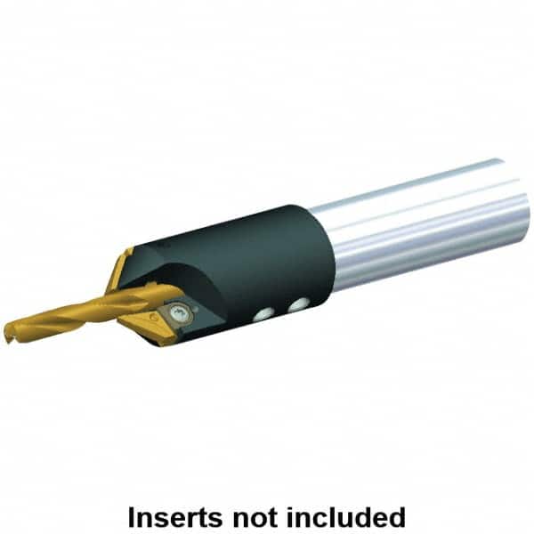 Kennametal - 9/16" to 15.88mm Diam, Straight Shank, 31.75mm Body Shank Diam, 45° Combo Chamfer and Countersink Drill - 5/8" Drill Shank Diam, 3.42807R001 Insert, 6.44" OAL - Americas Industrial Supply