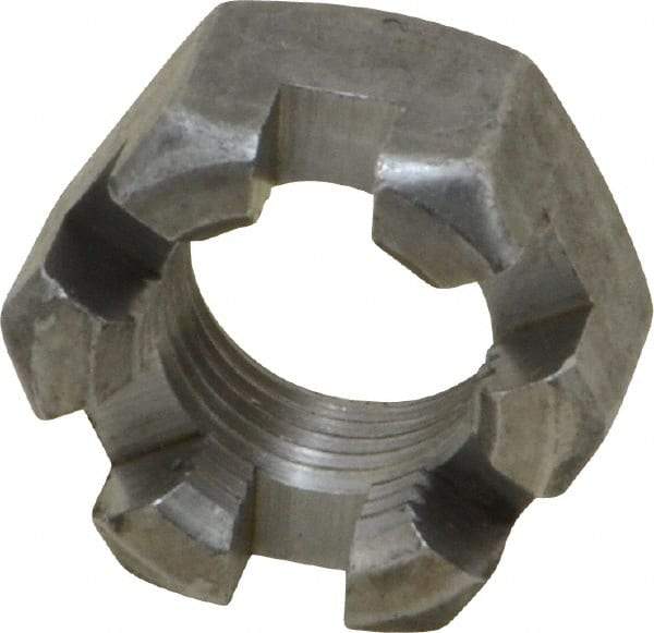 Value Collection - 5/8-18 UNF Grade 2 Steel Slotted Locknut - 15/16" Width Across Flats, 35/64" High, Uncoated - Americas Industrial Supply