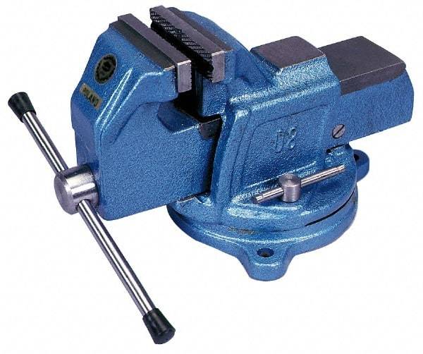 Interstate - 6" Jaw Width, 4-15/16" Opening Capacity, 3" Throat Depth, Cast Iron Swivel Bench Vise - Bolt Down Base Attachment, 7.72" High - Americas Industrial Supply
