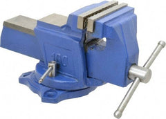 Interstate - 4" Jaw Width, 3-17/32" Opening Capacity, 2-1/4" Throat Depth, Cast Iron Swivel Bench Vise - Bolt Down Base Attachment, 5.77" High - Americas Industrial Supply