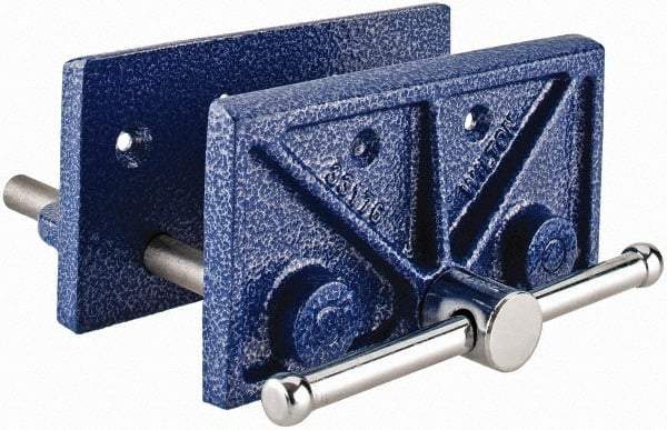 Wilton - 6-1/2" Jaw Width, 4-1/2" Jaw Opening, 3" Throat Depth, Cast Iron Woodworking Vise - 8-1/4" OAL x 7.3" OAW x 4.1" OAH, Standard Spindle - Americas Industrial Supply