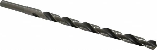 Michigan Drill - 9/16" Drill, 118° Point, High Speed Steel Silver Deming & Reduced Shank Drill Bit - Oxide Finish, 12" OAL, Straight Shank, 9" Flute Length, Right Hand Cut, Standard Point, Spiral Flute, Regular Spiral - Americas Industrial Supply