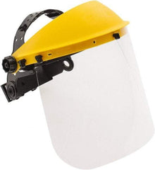 PRO-SAFE - Thermoplastic Yellow Ratchet Adjustment, Face Shield & Headgear Set - 12" Wide x 8" High x 0.04" Thick, Uncoated, Clear Window - Americas Industrial Supply