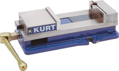 Kurt - 10" Jaw Width, 9-3/4" Jaw Opening Capacity, Horizontal Stationary Machine Vise - Manual Operation, 26,277 Lb Capacity, 1 Station, 29.19" Long x 6-13/16" High x 2-15/16" Deep, 2-1/2" Jaw Height, 80,000 psi Max Clamp Force, Ductile Iron - Americas Industrial Supply