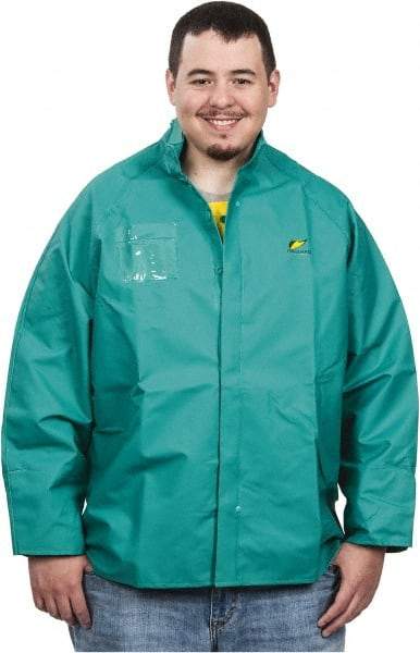 OnGuard - Size M, Green, Chemical, Rain, Flame Resistant/Retardant Jacket - 50" Chest, 1 Pocket - Americas Industrial Supply