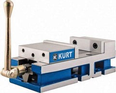 Kurt - 6" Jaw Width, 6" Jaw Opening Capacity, Horizontal Stationary Machine Vise - Manual Operation, 6,356 Lb Capacity, 1 Station, 17" Long x 4.6720" High x 1-31/64" Deep, 1.735" Jaw Height, 80 Lb Max Clamp Force - Americas Industrial Supply