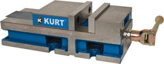 Kurt - 6" Jaw Width, 6" Jaw Opening Capacity, Horizontal Stationary Machine Vise - Reverse Manual Operation, 6,356 Lb Capacity, 1 Station, 17" Long x 4.6720" High x 1-31/64" Deep, 1.735" Jaw Height, 80 Lb Max Clamp Force - Americas Industrial Supply