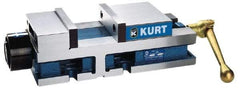 Kurt - 6" Jaw Width, 6" Jaw Opening Capacity, Horizontal Stationary Machine Vise - Hydraulic Operation, 12,600 Lb Capacity, 1 Station, 17" Long x 4.6720" High x 1-31/64" Deep, 1.735" Jaw Height, 3,200 psi Max Clamp Force - Americas Industrial Supply