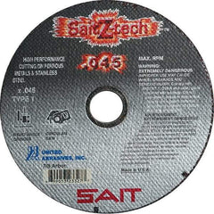 Sait - 7" Zirconia Alumina Cutoff Wheel - 0.045" Thick, 5/8" Arbor, 8,500 Max RPM, Use with Angle Grinders - Americas Industrial Supply