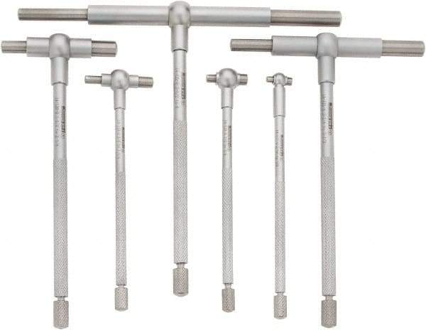 SPI - 6 Piece, 5/16 to 6 Inch, Hardened Tool Steel, Satin Chrome Finish, Telescoping Gage Set - Includes Vinyl Pouch - Americas Industrial Supply