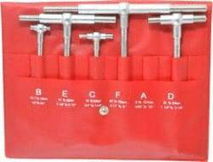 SPI - 4 Piece, 1/2 to 6 Inch, Hardened Tool Steel, Satin Chrome Finish, Telescoping Gage Set - Includes Vinyl Pouch - Americas Industrial Supply