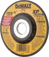 DeWALT - 24 Grit, 4-1/2" Wheel Diam, 1/8" Wheel Thickness, 7/8" Arbor Hole, Type 27 Depressed Center Wheel - Zirconia Alumina, R Hardness, 13,300 Max RPM, Compatible with Angle Grinder - Americas Industrial Supply
