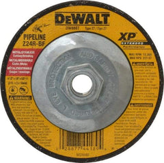 DeWALT - 24 Grit, 4-1/2" Wheel Diam, 1/8" Wheel Thickness, Type 27 Depressed Center Wheel - Zirconia Alumina, R Hardness, 13,300 Max RPM, Compatible with Angle Grinder - Americas Industrial Supply