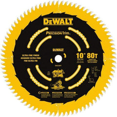 DeWALT - 10" Diam, 5/8" Arbor Hole Diam, 80 Tooth Wet & Dry Cut Saw Blade - Carbide-Tipped, Finishing Action, Standard Round Arbor - Americas Industrial Supply