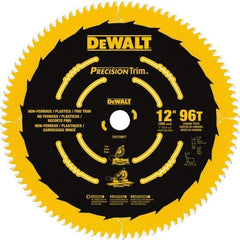 DeWALT - 12" Diam, 1" Arbor Hole Diam, 96 Tooth Wet & Dry Cut Saw Blade - Carbide-Tipped, Fine Trimming Action, Standard Round Arbor - Americas Industrial Supply