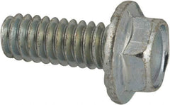 Value Collection - 1/4-20 UNC, 5/8" Length Under Head, Hex Drive Flange Bolt - 5/8" Thread Length, Grade 2 Steel, Serrated Flange, Zinc-Plated Finish - Americas Industrial Supply