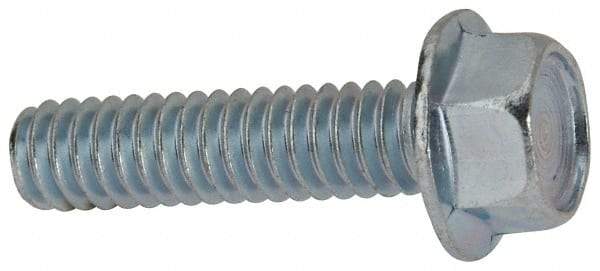 Value Collection - 1/4-20 UNC, 1" Length Under Head, Hex Drive Flange Bolt - 1" Thread Length, Grade 2 Steel, Serrated Flange, Zinc-Plated Finish - Americas Industrial Supply