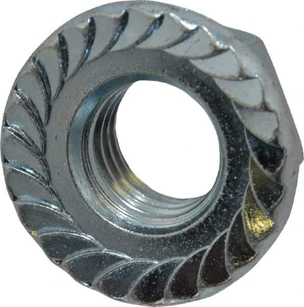 Value Collection - 5/8-11, 1-9/32" Flange Diam, Serrated Flange Nut - Grade Grade 2 Steel, Zinc-Plated Finish, 0.569" Flange Height - Americas Industrial Supply