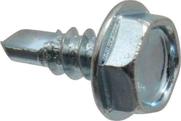 Value Collection - #6, Hex Washer Head, Hex Drive, 3/8" Length Under Head, #2 Point, Self Drilling Screw - Grade 1016-1024 Steel, Zinc-Plated Finish - Americas Industrial Supply