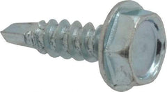 Value Collection - #6, Hex Washer Head, Hex Drive, 1/2" Length Under Head, #2 Point, Self Drilling Screw - Grade 1016-1024 Steel, Zinc-Plated Finish - Americas Industrial Supply