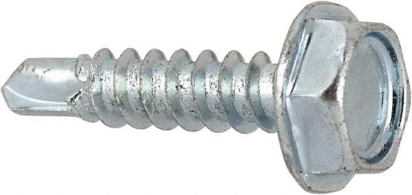 Value Collection - #6, Hex Washer Head, Hex Drive, 5/8" Length Under Head, #2 Point, Self Drilling Screw - Grade 1016-1024 Steel, Zinc-Plated Finish - Americas Industrial Supply