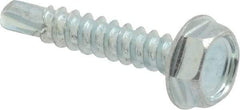 Value Collection - #6, Hex Washer Head, Hex Drive, 3/4" Length Under Head, #2 Point, Self Drilling Screw - Grade 1016-1024 Steel, Zinc-Plated Finish - Americas Industrial Supply