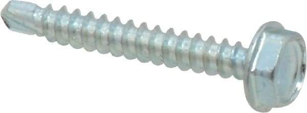 Value Collection - #6, Hex Washer Head, Hex Drive, 1" Length Under Head, #2 Point, Self Drilling Screw - Grade 1016-1024 Steel, Zinc-Plated Finish - Americas Industrial Supply