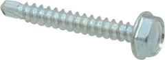 Value Collection - #6, Hex Washer Head, Hex Drive, 1" Length Under Head, #2 Point, Self Drilling Screw - Grade 1016-1024 Steel, Zinc-Plated Finish - Americas Industrial Supply