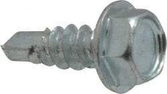 Value Collection - #8, Hex Washer Head, Hex Drive, 1/2" Length Under Head, #2 Point, Self Drilling Screw - Grade 1016-1024 Steel, Zinc-Plated Finish - Americas Industrial Supply