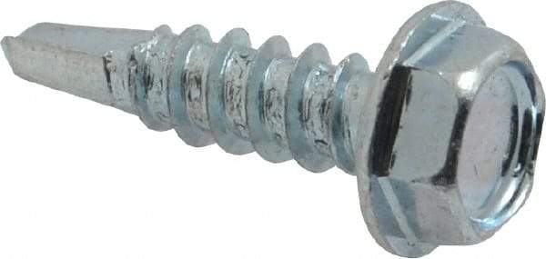 Value Collection - #8, Hex Washer Head, Hex Drive, 5/8" Length Under Head, #2 Point, Self Drilling Screw - Grade 1016-1024 Steel, Zinc-Plated Finish - Americas Industrial Supply