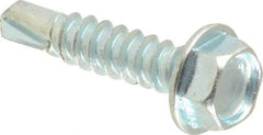Value Collection - #8, Hex Washer Head, Hex Drive, 3/4" Length Under Head, #2 Point, Self Drilling Screw - Grade 1016-1024 Steel, Zinc-Plated Finish - Americas Industrial Supply