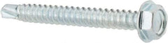 Value Collection - #8, Hex Washer Head, Hex Drive, 1-1/2" Length Under Head, #2 Point, Self Drilling Screw - Grade 1016-1024 Steel, Zinc-Plated Finish - Americas Industrial Supply