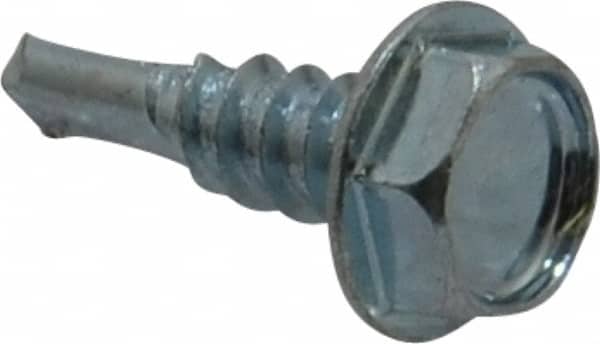 Value Collection - #10, Hex Washer Head, Hex Drive, 5/8" Length Under Head, #3 Point, Self Drilling Screw - Grade 1016-1024 Steel, Zinc-Plated Finish - Americas Industrial Supply