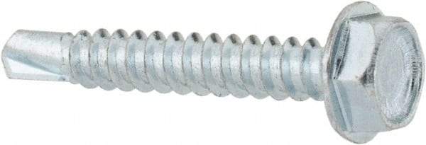 Value Collection - #10, Hex Washer Head, Hex Drive, 1-1/4" Length Under Head, #3 Point, Self Drilling Screw - Grade 1016-1024 Steel, Zinc-Plated Finish - Americas Industrial Supply