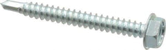 Value Collection - #10, Hex Washer Head, Hex Drive, 1-3/4" Length Under Head, #3 Point, Self Drilling Screw - Grade 1016-1024 Steel, Zinc-Plated Finish - Americas Industrial Supply